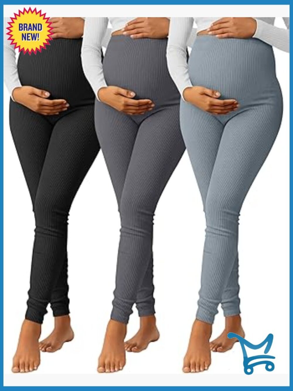 3 Pack Maternity Ribbed Cotton Over The Belly Lounge Pants